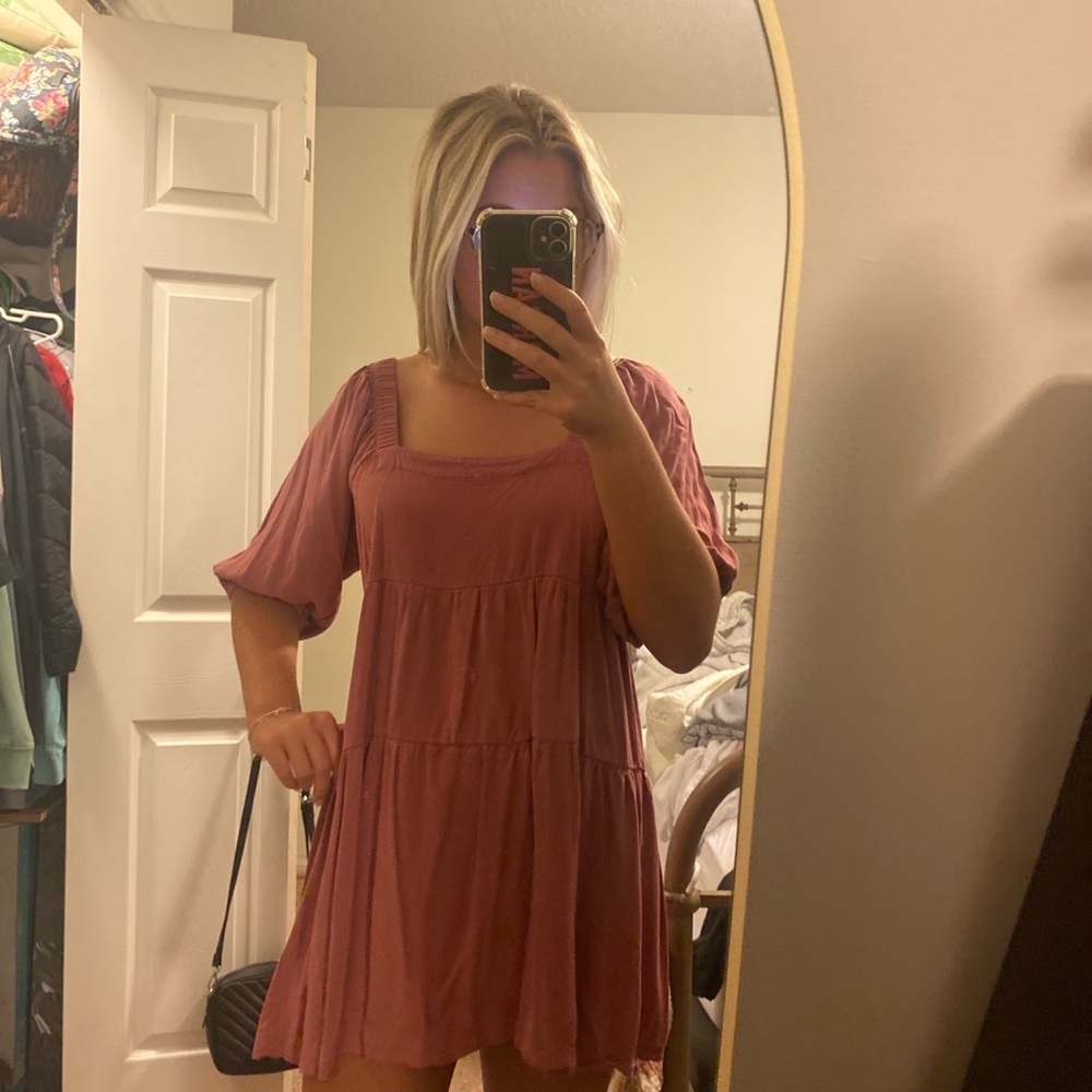 dusty pink mini dress